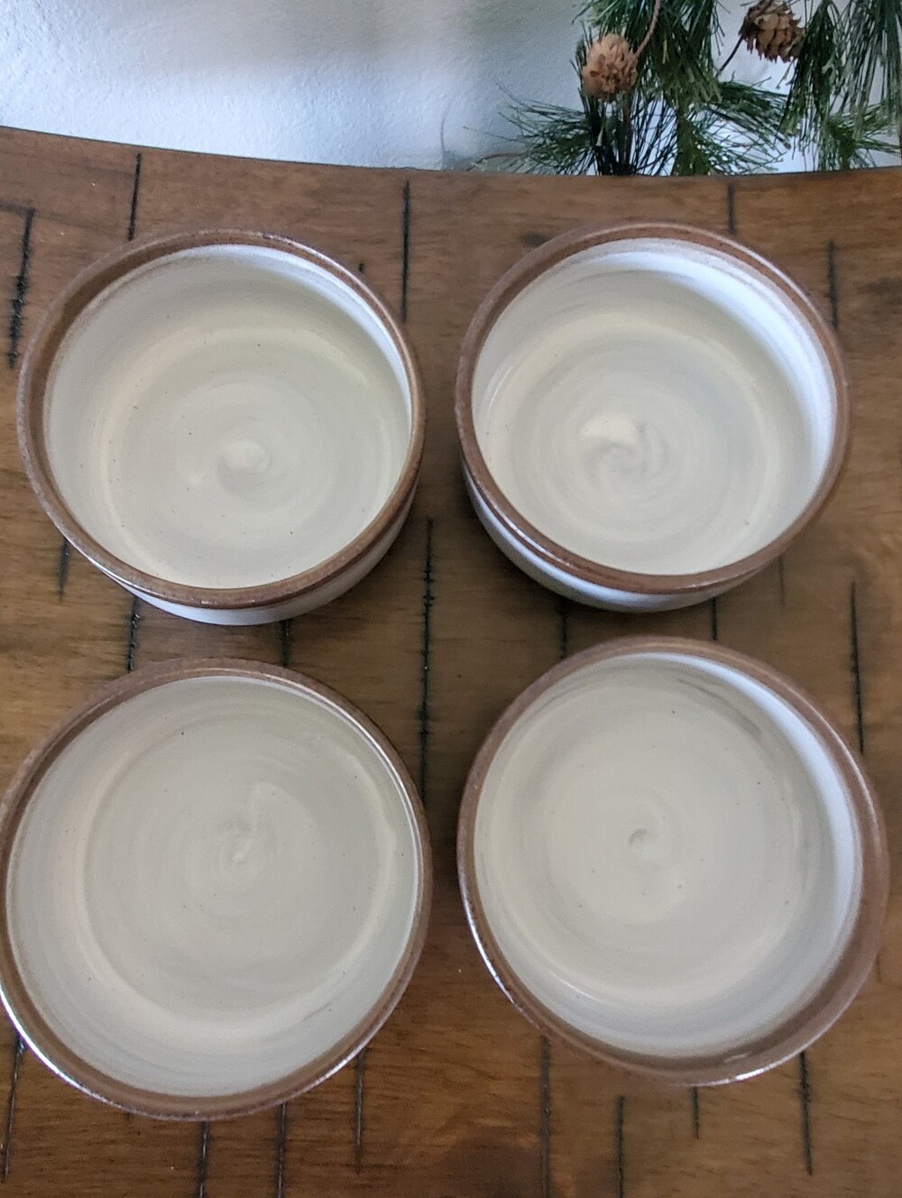 Dash of That Tracey White Brown Stoneware Bowls Set of 4 - Picture 7 of 10